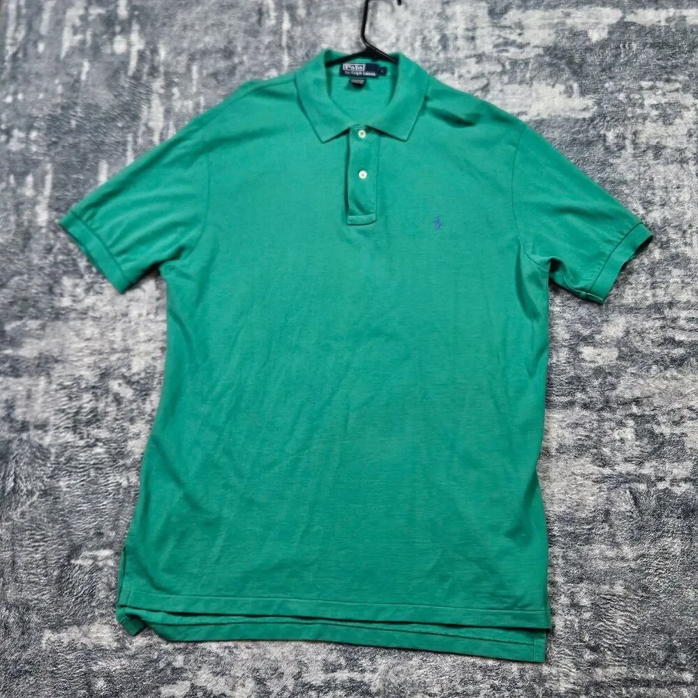 Polo Ralph Lauren Green Cotton Polo Shirt Mens L Classic Preppy Casual Summer